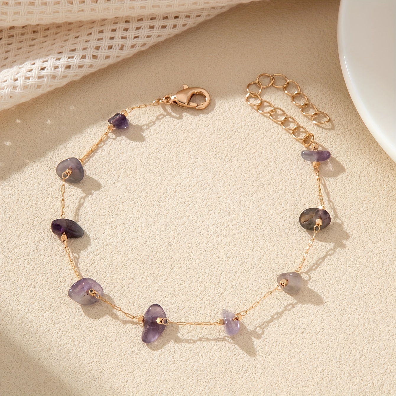 Natural Stone Beaded Anklet for Beach Vacations